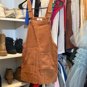 True Craft Tan Corduroy Overall Dress